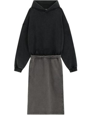 we11done Layered Hooded Dress - Black