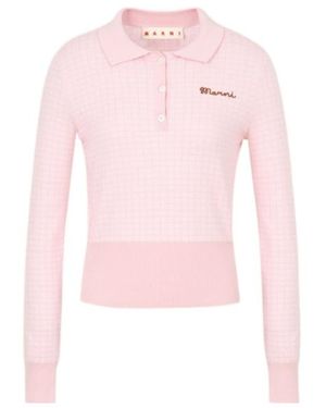 Marni Jacquard Check Polo Shirt - Pink