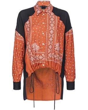 Pinko Pattern-Printed Button-Up Shirt - Orange