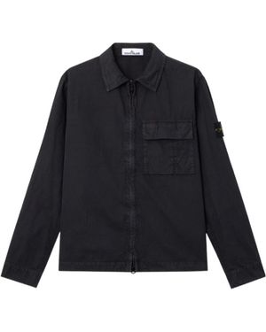 Stone Island Logo Patch Pocket Detail Shirt - Blue