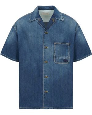 McQueen Collared Short-Sleeved Denim Shirt - Blue