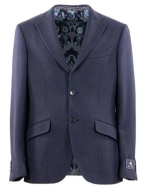 Etro Notched Patterned Blazer - Blue