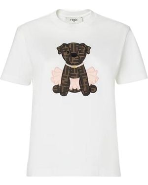 Fendi Itina Patch Crewneck T-Shirt - White