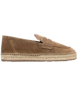 Gianvito Rossi Round-Toe Suede Espadrilles - Brown