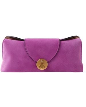 Versace Vivian Suede Clutch - Purple