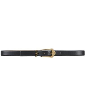 Elisabetta Franchi Leather Belt With Logo Details - White