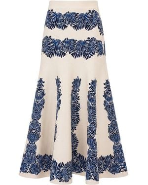 Ulla Johnson Alessia Knit Jacquard Skirt - Blue