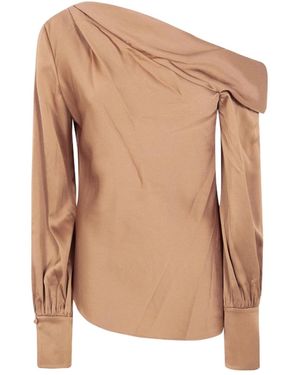 Jonathan Simkhai Draped One-Shoulder Top - Natural