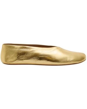 The Row Stella Metallic Leather Ballet Flats - Natural