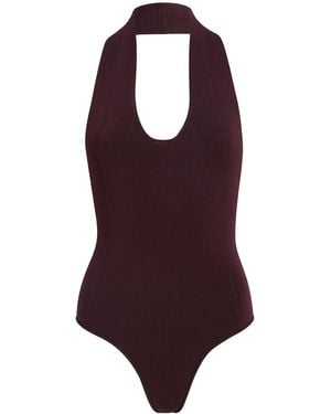 KHAITE Toto Sleeveless Knitted Bodysuit - Red
