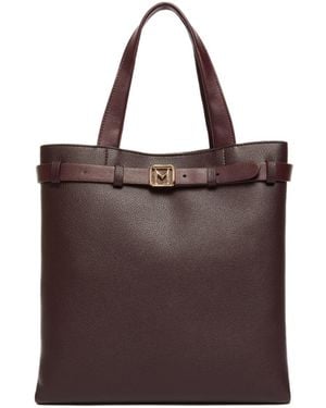 Marella Vertical Tote Bag With Strap Detail - Brown