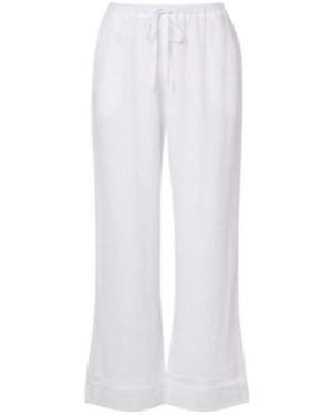 Velvet By Graham & Spencer Cotton Muslin Wide-Leg Trousers - White