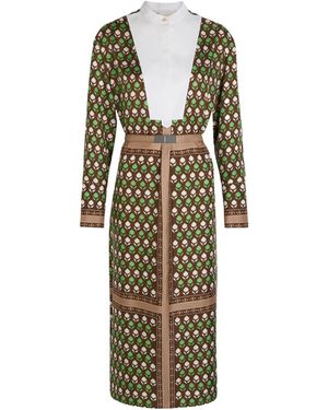 Tory Burch Printed Silk Midi Shirt Dress - White