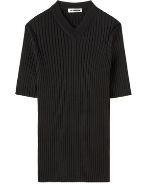 Jil Sander V-Neck Knitted Top - Black