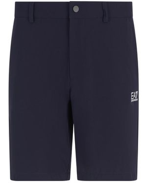 EA7 Button Detailed Bermuda Shorts - Blue