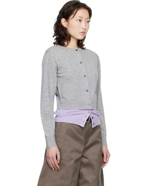 MERYLL ROGGE Crew Neck Double Cardigan - Gray