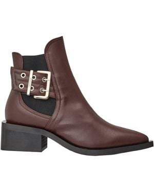 Ganni Solid Color Ankle Boots - Brown