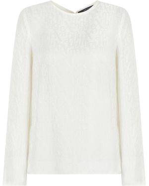 ARMANI EXCHANGE Semi-Sheer Long-Sleeve Top - White