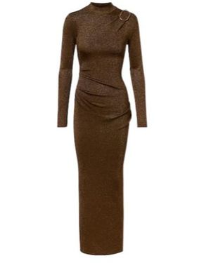 Roland Mouret Knitted Lamé Maxi Dress - Brown