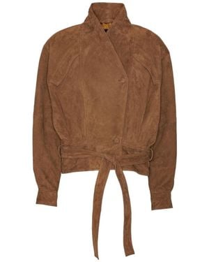 ROTATE BIRGER CHRISTENSEN Biker Leather Jacket - Brown