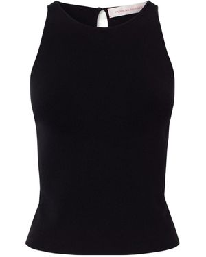 Carolina Herrera Cropped Ribbed-Knit Jersey Tank - Black
