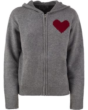 MC2 Saint Barth Intarsia Zip Hooded Hoodie - Grey