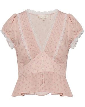 LoveShackFancy Lace-Trimmed Top - Pink