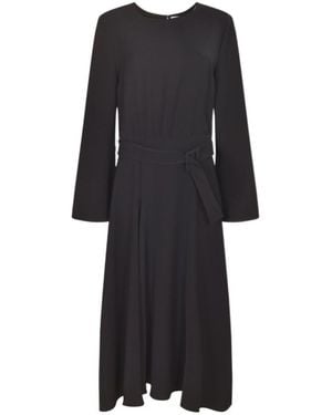 P.A.R.O.S.H. Flared Sleeve Belted Dress - Black