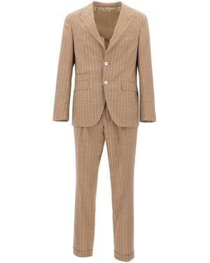 BOSS Pinstripe Single-Breasted Suit - Natural