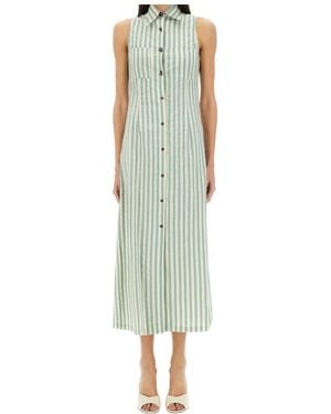 Alysi Striped Button-Down Midi Dress - Green