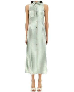 Alysi Striped Button-Down Midi Dress - Green