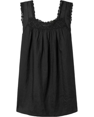 Doen Almadia Lace-Trim Dress - Black