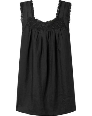 Doen Almadia Lace-Trim Dress - Black
