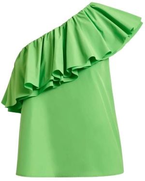 Essentiel Antwerp 'Jillian' Asymmetric Ruffle Top - Green