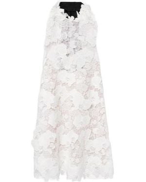 Oscar de la Renta Floral Guipure Lace Minidress - White