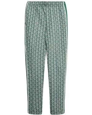Lacoste Geometric-Pattern Side-Stripe Pants - Green