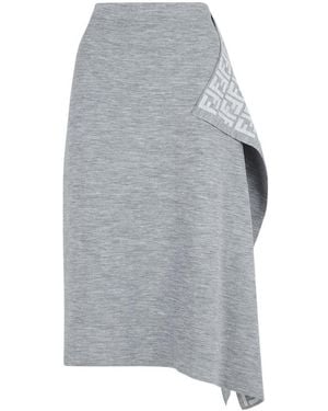 Fendi Asymmetrical Hem Midi Skirt - Grey