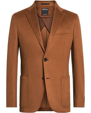ZEGNA Foliage Oasi Cashmere Suit Coat - Brown