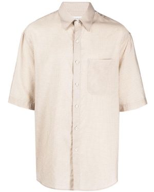 Lemaire Grid-Pattern Pocket Shirt - Natural