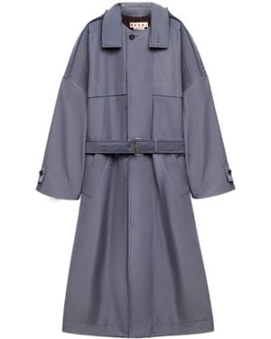 Marni Nylon Trench Coat With Belt - Blue