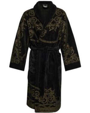 Versace Long-Sleeved Bathrobe - Black