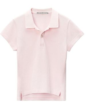 Alexander Wang Crystal-Embellished Slim-Fit Polo Shirt - Pink