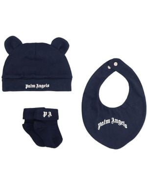 Palm Angels Logo-Print Cotton Hat Set - Blue