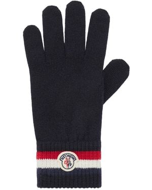 Moncler Logo Patch Knitted Gloves - Blue