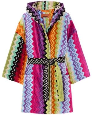 Missoni Belted Striped Cotton-Terry Robe - White