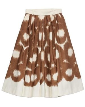 Prada Cotton Printed Midi Skirt - Brown