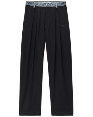Alexander Wang Contrast-Waist Straight-Leg Pants - Blue