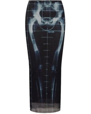 Jean Paul Gaultier Printed Mesh Miniskirt - Black