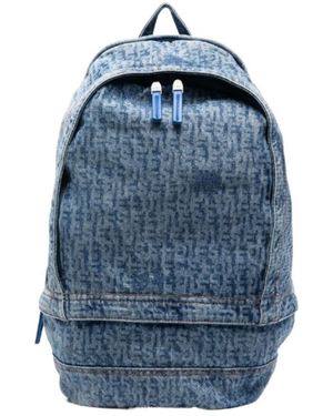 DIESEL Monogram Zip-Around Denim Backpack - Blue