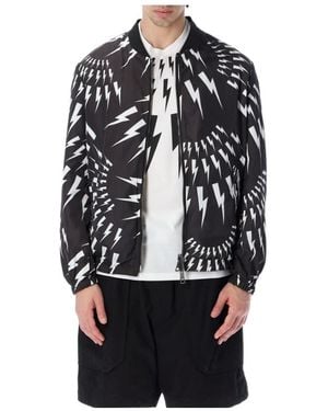 Neil Barrett Thunderbolt-Print Bomber Jacket - Grey